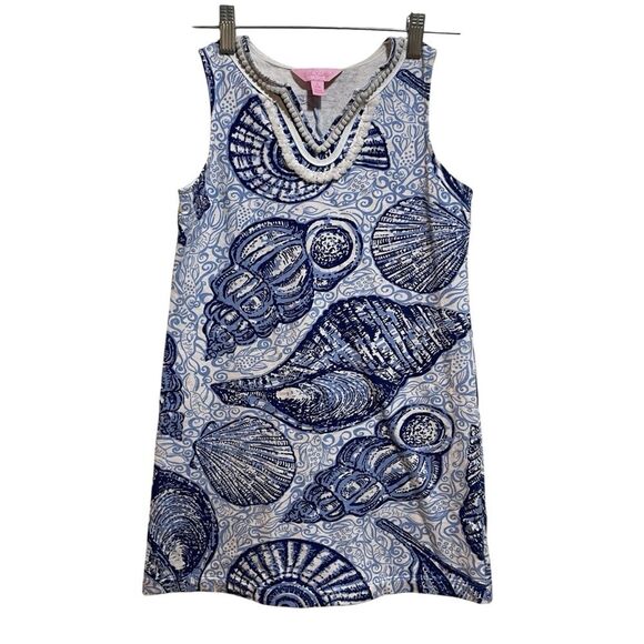 Lilly Pulitzer Girls L Mini Harper Shift Dress Blue Peri Pop Up Stuffed Shells - Picture 1 of 10